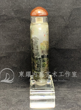 行旅图 江南春立山作品山水鼻烟壶长条内画壶古风古画非遗传承