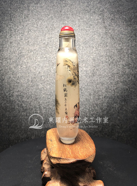 松鹤图新款天然水晶东躍作品衡水内画鼻烟壶纯手工订制写字有证书