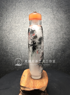 松鹤图新款东躍作品衡水内画壶纯手工订制写字有证书装鼻烟粉