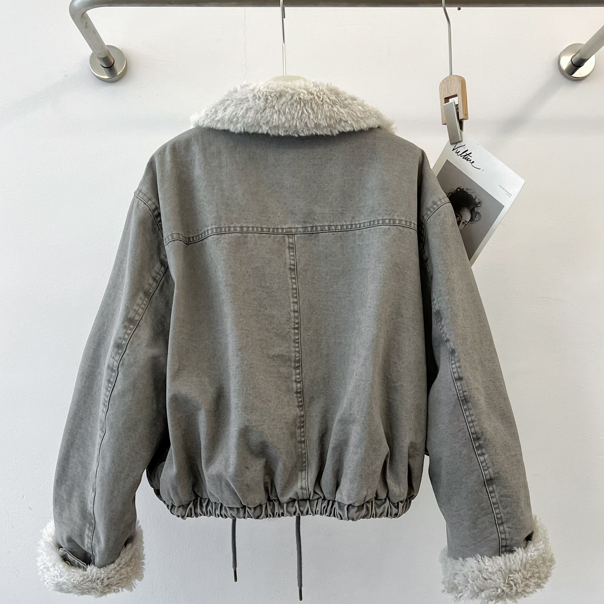 米娜家 欧洲站 现货 25美式复古毛绒内里百搭宽松短外套 E550 221,淘宝优惠券,粉丝福利购,淘宝优惠卷