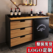 American Retro Iron Art Industrial Wind Dining Side Cabinet Restaurant Preparation Dining Cabinet Hotel Buns Bowls Chopsticks Tea Water Containing Lockers