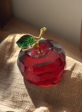 红色水晶苹果装饰摆件桌面家居创意礼品果蔬造型工艺品