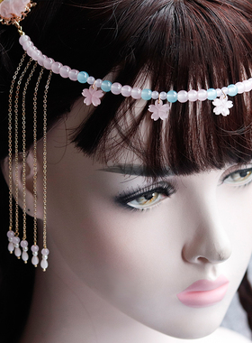 新款包邮额饰抹额后压软璎珞古风汉服配饰项链流苏纯手作国风套装