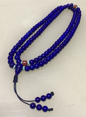 天然青金石佛珠多圈长款毛衣链