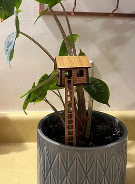 种植迷你树屋木质工艺品花盆配件