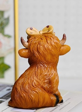 新品苏格兰高地牛树脂雕像可爱仿
