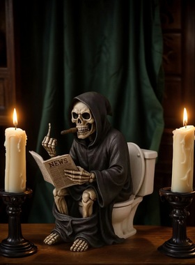 新款中指厕所死神雕像树脂工艺品