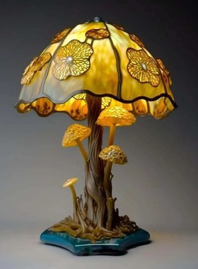 新款彩色玻璃植物系列台灯