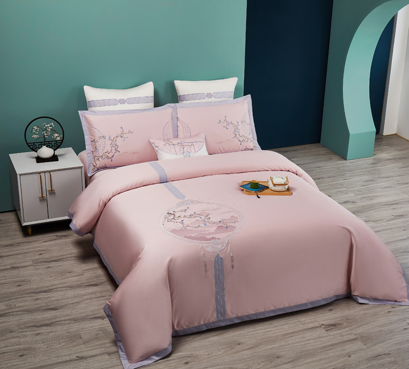 新中式四件套100全棉中国风单被子 悠享家纺床品套件/四件套/多件套