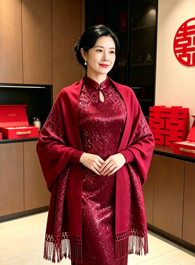 2026新款秋冬轻奢高级感斗篷喜婆婆喜妈妈婚礼婚宴外套配礼服外搭
