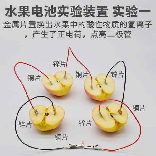 自制水果电池实验材料包可乐发电源电池铜片锌片电极组装作led灯儿童发明材料包学生物理发电小学科学小实验 - 图0