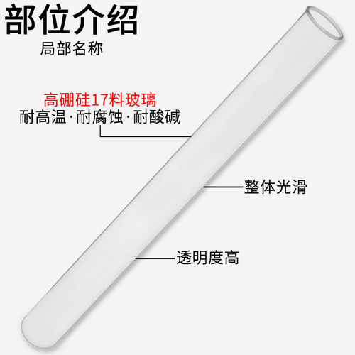 平口玻璃试管18*180mm20*200mm耐高温36ml 玻璃仪器 化学实验耗材 - 图0