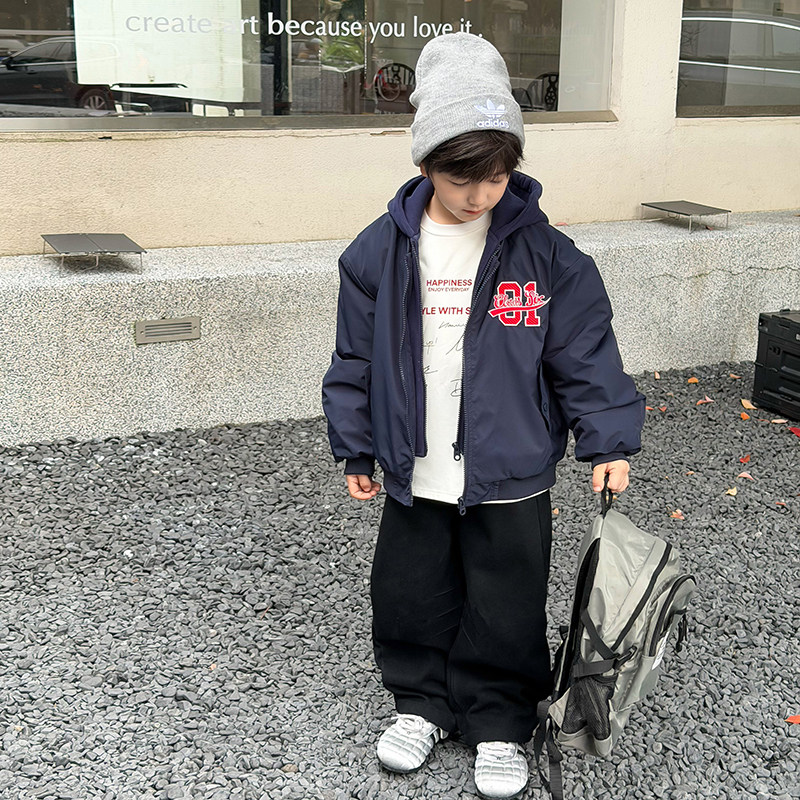 依依妈男童刺绣夹棉加厚连帽棒球服儿童冬装上衣宝宝休闲棉服外套,淘宝优惠券,粉丝福利购,淘宝优惠卷