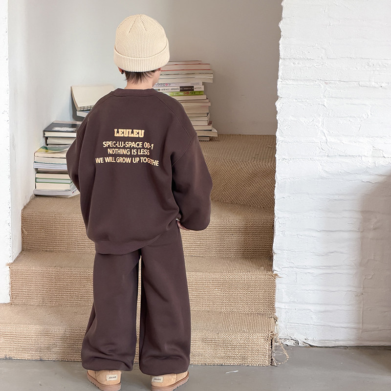 依依妈男童字母加绒运动套装儿童冬装宝宝奥粒绒卫衣卫裤拜年服潮,淘宝优惠券,粉丝福利购,淘宝优惠卷