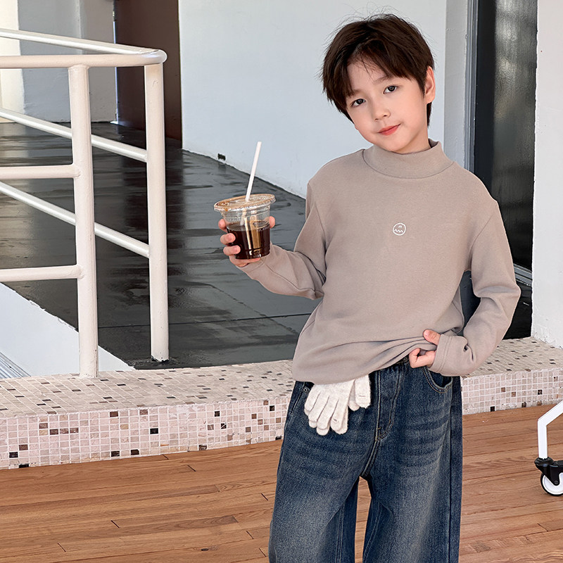 依依妈男童加厚慕斯羊绒中高领打底衫儿童冬装上衣宝宝宽松T恤潮,淘宝优惠券,粉丝福利购,淘宝优惠卷