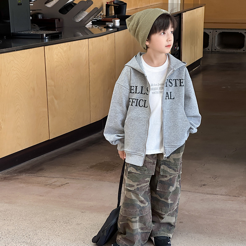 依依妈男童字母连帽开衫卫衣外套儿童秋装宝宝宽松休闲潮童上衣,淘宝优惠券,粉丝福利购,淘宝优惠卷