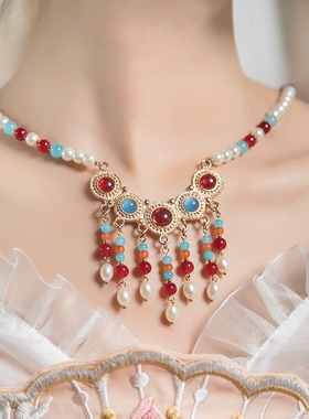 汉服配饰项链女古风璎珞项圈明制长款敬酒服汉服古风女