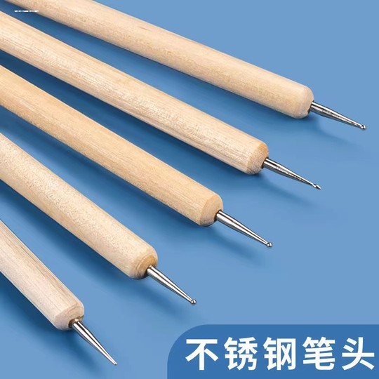 Herramienta de bolígrafo para decoración de uñas, aguja de taladro de puntos acrílicos de doble cabeza, pegamento para esmalte de uñas, patrón de gancho de flor, pincel de punto ondulado