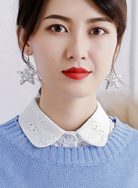 假领子配羊毛衫提花高端女百搭装饰领子假领假立领纯棉领简约木耳
