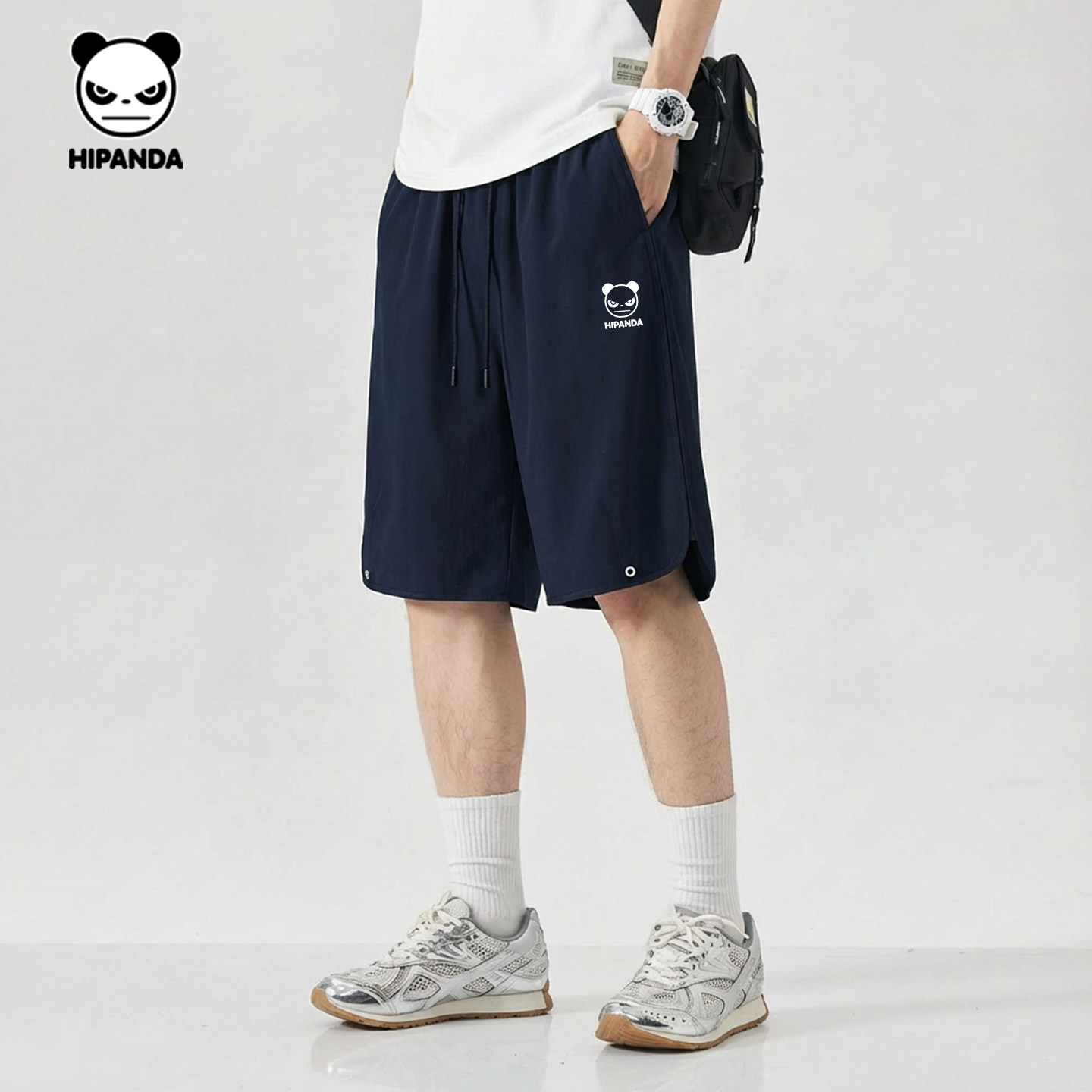Hipanda你好熊猫运动短裤男士百搭休闲五分裤藏青色2026夏季新款,淘宝优惠券,粉丝福利购,淘宝优惠卷