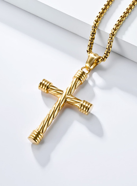 全饰爱时尚简约扭线十字架项链