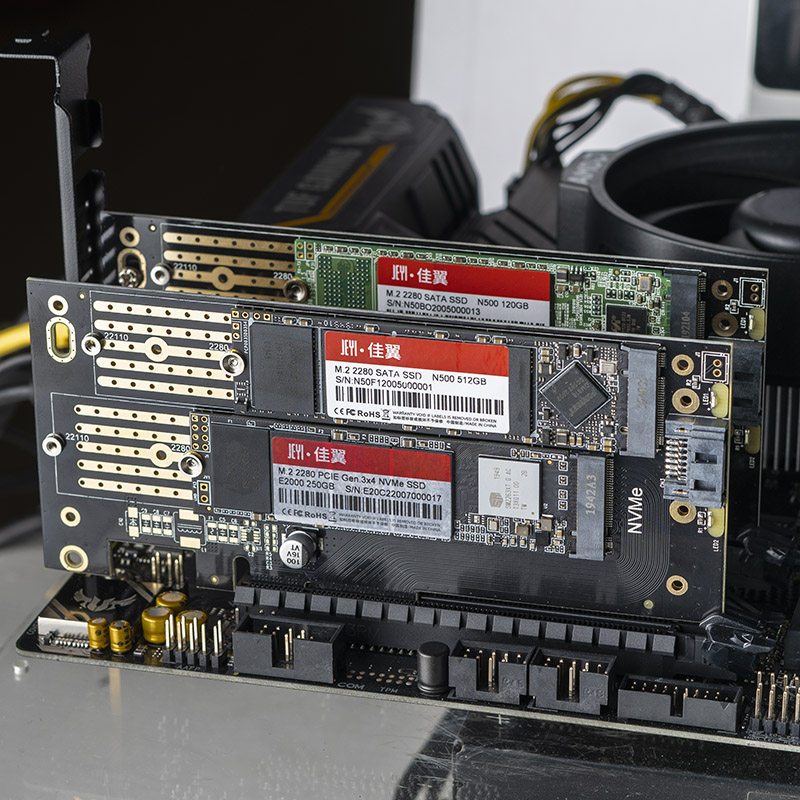 佳翼SK6 M.2NVMe SSD固态硬盘转PCIEX4转接卡MKey+BKeyNGFF双口卡 - 图2
