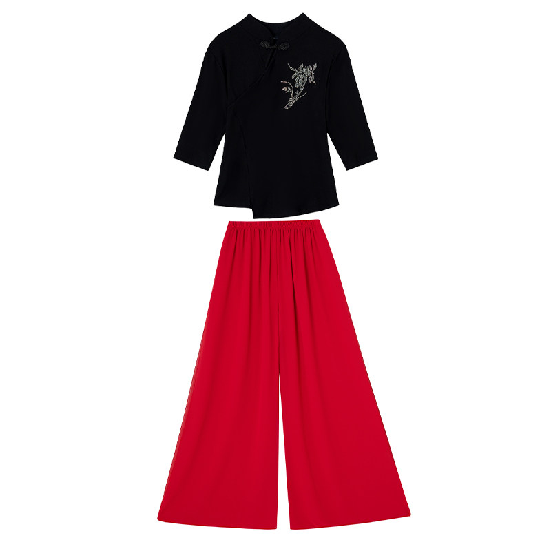 民族风广场舞服装夏季女新款立领修身短袖上衣现代古典舞蹈训练服,淘宝优惠券,粉丝福利购,淘宝优惠卷