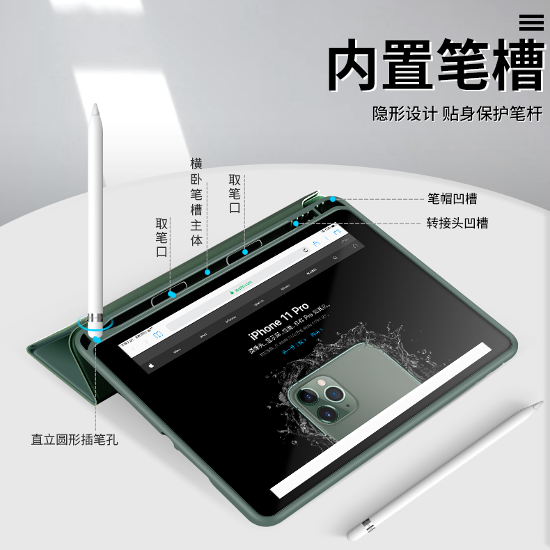 iPad5/6代保护套内置笔槽适用于苹果Air1/2代9.7英寸A1893平板壳A1822硅胶软壳A1474耐摔A1566休眠皮套-图1