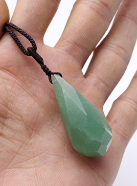 天然绿色水晶原石吊坠项链饰品