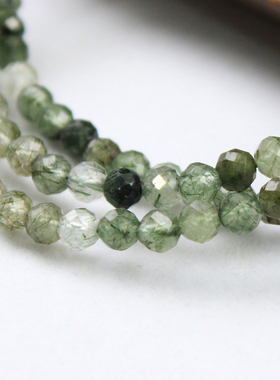 天然水晶绿发晶手链3圈