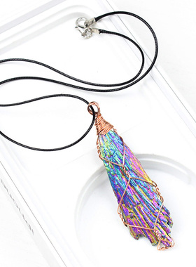 如鸿男女电镀碧玺原石吊坠