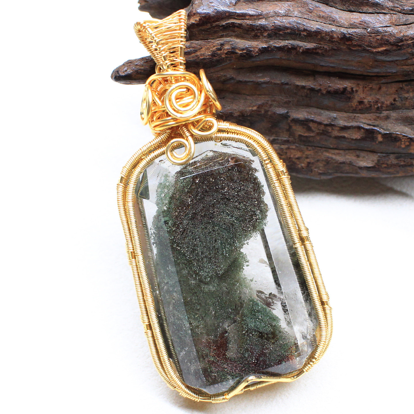 如鸿一物一图天然绿幽灵原石吊坠水晶项链男女毛衣链大号挂件,淘宝优惠券,粉丝福利购,淘宝优惠卷