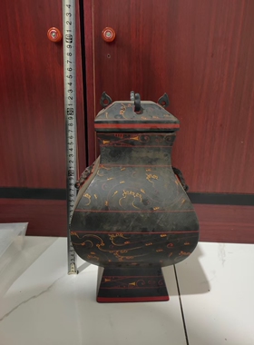 漆器春秋麻胎漆器方壶褒奖厚重