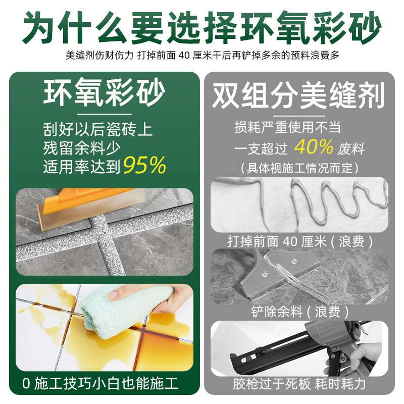 华德润通水性环氧彩砂美缝剂瓷砖地砖专用哑光防水防霉家用填缝胶,淘宝优惠券,粉丝福利购,淘宝优惠卷