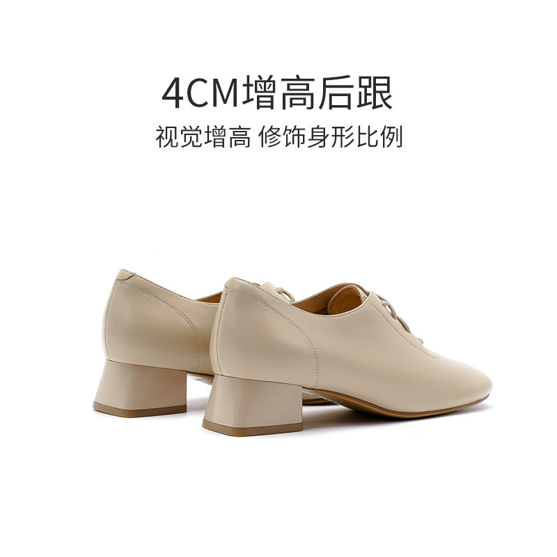 哈森英伦软皮小皮鞋女春秋季新款圆头粗跟深口单鞋,淘宝优惠券,粉丝福利购,淘宝优惠卷