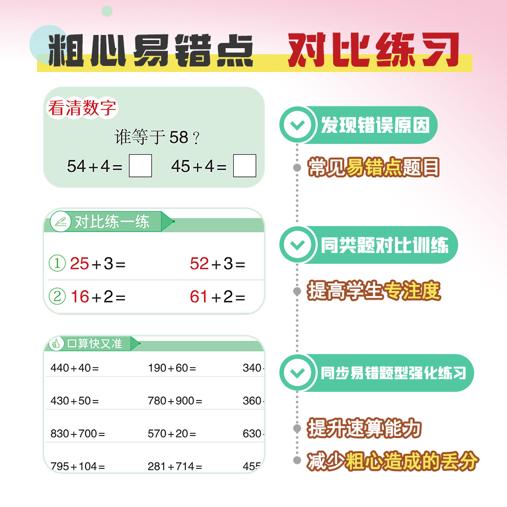 口算不粗心一二三四年级上册下册人教版小学数学口算题卡天天练每日一练同步练习簿应用题思维专项训练笔算心算速算竖式小橙同学 - 图1