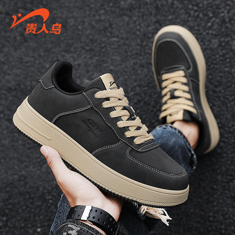 贵人鸟休闲鞋男鞋2026新款黑色鞋子男冬冬季复古低帮厚底板鞋男款,淘宝优惠券,粉丝福利购,淘宝优惠卷