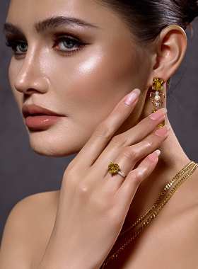 旭平时尚ins风简约通勤易搭人造石合成立方氧化锆闪烁爱心戒指