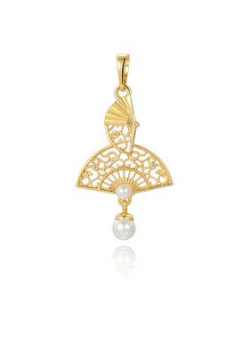 旭平扇子仿珍珠仿黄金色吊坠