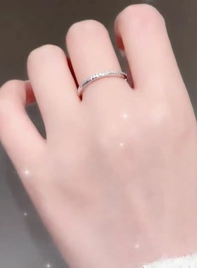 旭平时尚细圈简约半排镶波浪形戒指叠戴精致高级感气质食指戒指环