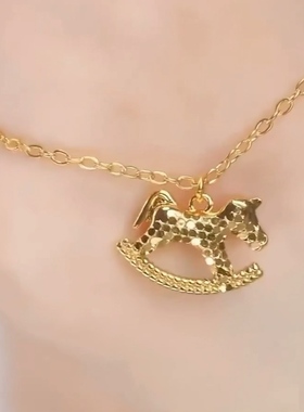 旭平【碎冰冰摇摇马】仿黄金色小马项链复古轻奢新中式气质锁骨链