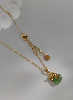 旭平合金猫咪福袋仿玉石项链