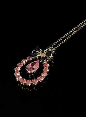 旭平【糖璃】仿水晶系列蝴蝶结水滴灵动项链女高级感轻奢锁骨链