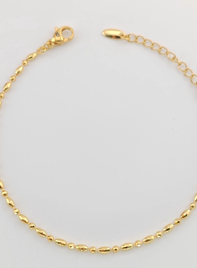 旭平仿黄金色隔珠米粒手链女时尚简约复古轻奢气质中国风手饰