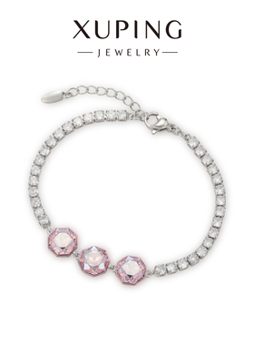 旭平【冰糖星链】仿水晶系列肥方拼接手链闪烁轻奢气质高级感手饰