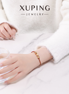 旭平几何八角珠手工编织手绳红绳手链女复古新中式气质新年礼物