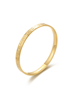 旭平鎏金岁月碎冰冰手镯女波浪锤纹高级感实心手环易搭素圈镯子