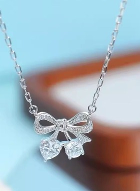 旭平恋恋粉樱桃爱心樱桃蝴蝶结项链时尚甜美气质软妹少女感锁骨链