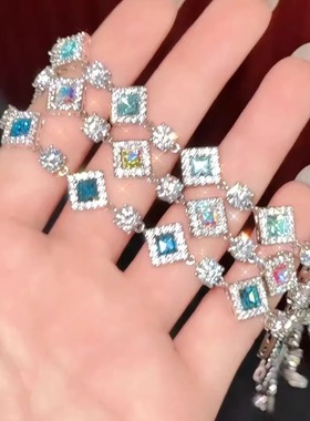 旭平仿水晶系列微镶方形拼接圆形方块手链女时尚轻奢高级感手饰