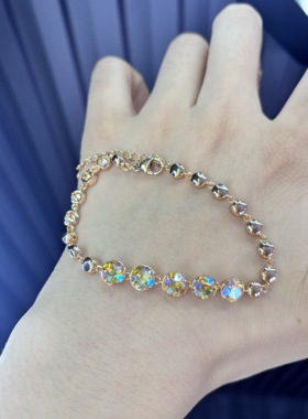 旭平仿水晶系列圆形拼接圆珠手链女闪亮轻奢高级感手饰